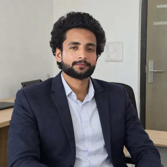 Arjun Yadav, founder and owner of NCR Grass, in his office in Dasna