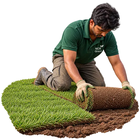 Professional lawn turf installation